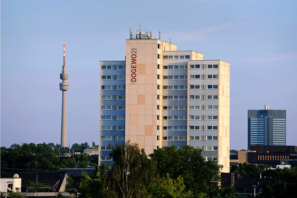Hochhaus von DOGEWO21 in der Dortmunder Nordstadt
