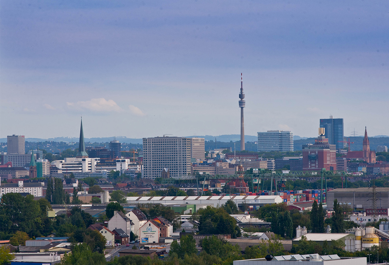 Panoramafoto der Skyline von Dortmund Panoramafoto der Skyline von Dortmund.