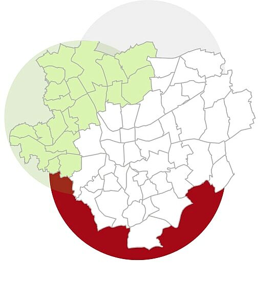 Grafik einer Stadtkarte von Dortmund