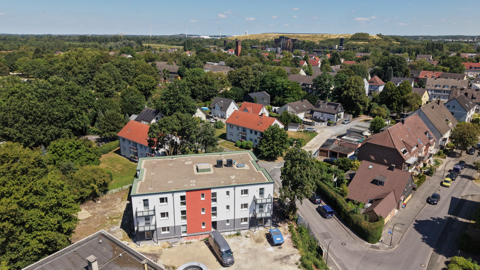Drohnenaufnahme vom Neubau