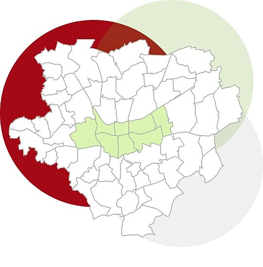 Grafik einer Stadtkarte von Dortmund
