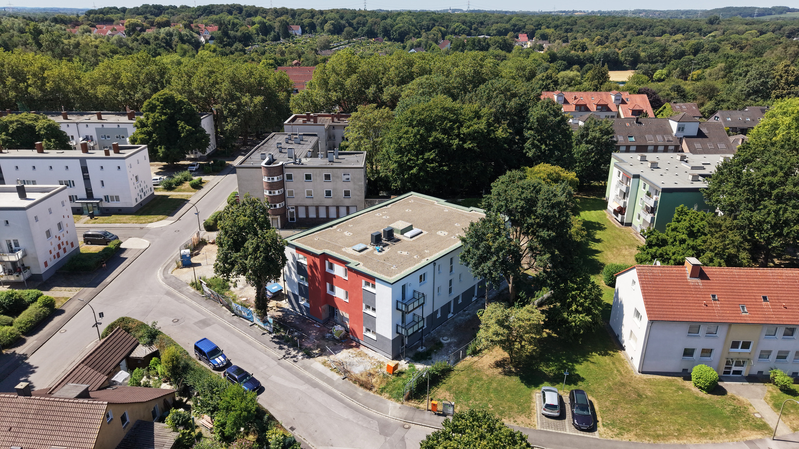 Drohnenaufnahme vom Neubau "Am Sattel"